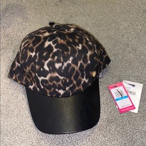 NWT Leopard hat with leather
